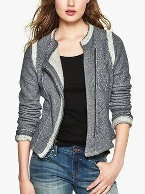 NWT Gap Cotton Asymmetrical Grey Moto Jacket size XS